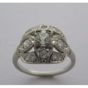    Graceful Art Deco Antique Platinum Diamond Afternoon Ring Jewelry