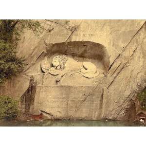  Vintage Travel Poster   Lion Monument Lucerne Switzerland 
