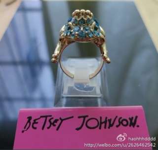 BETSEY JOHNSON Beautiful 5 colors Lovely Crystal Frog Ring  