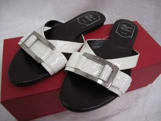 Roger Vivier ShoesWhite Patent Leather Flat Sandals 37  