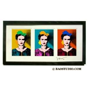  3x Frida Kahlo 1   Framed Pop Art By Jbao (Signed Dated 