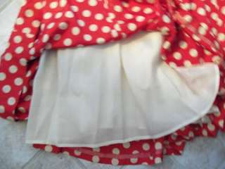 Vintage 50s Dress Red Crm Polka Dot Lucille Ball Style  