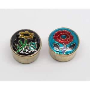 Gardenia Solid Perfume In Cloisonne Brass Tins   Set of Two   Song of 