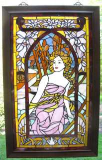 Alphonse Mucha Morning ART, Stained Glass Window Panel  