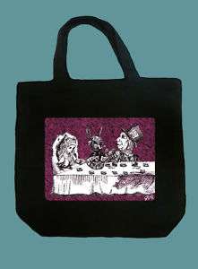 Alice in Wonderland Tote   Mad Tea Party TIM BURTON Inspired bag 