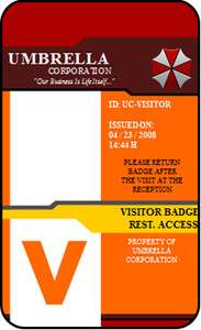 Umbrella Corporation Visitor ID Card Access Pass Prop  