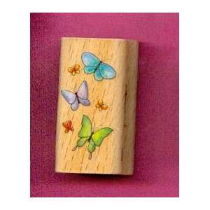    Butterflies Rubber Stamp on 1 X 2 Block Arts, Crafts & Sewing