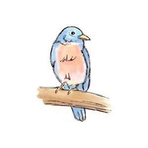  Sketched Bluebird   Shady Tree Studio Cling Mounted Red 