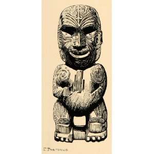  1900 Print Maori Woodwork Carving Artist C. Praetorius 