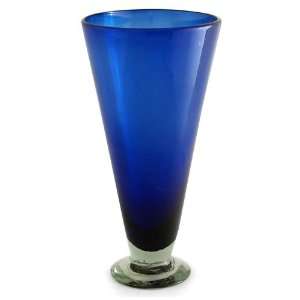  Cobalt Blue Cone Shaped Glass Vase