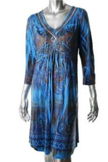 One World NEW Blue Versatile Dress Embellished Sale L  