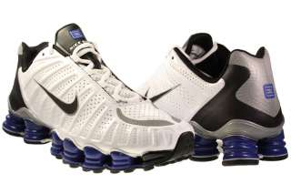 New Men Nike Air Shox TLX (TL) Running Shoes White/Black/Royal Blue 