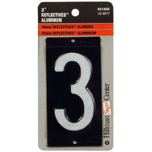 The Hillman Group 841660 3 Inch Aluminum Reflective Mailbox Number 3