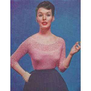 Vintage Crochet PATTERN to make   Lace Evening Blouse Scoop Neck. NOT 