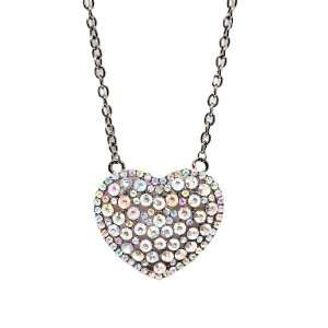  Hematite and Multicolor Rhinestone Heart Necklace: Jewelry