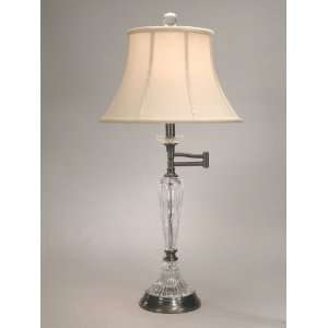   Arm Table Lamp in Crystal and Dark Antique Brass: Home Improvement