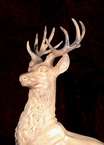 Life Size Italian Hand Carved Solid Marble Deer Family  