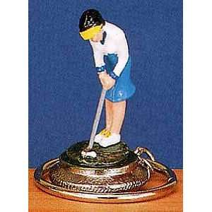  Female Golfer Putting Collectible Hand Painted Genuine 