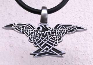 Celtic knot bird Eagle Pewter Pendant w PVC CHOKER  