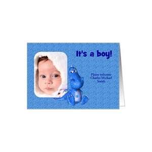 com Cute Blue Dragon New Baby Birth Announcement Your Photo Card Card 
