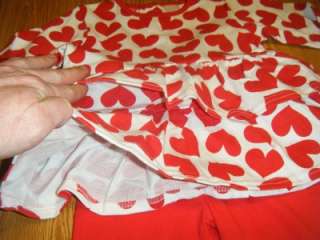 GIRLS 24 MONTH 2T BOUTIQUE VALENTINES DAY OUTFIT PANTS TOP SET RED NEW 