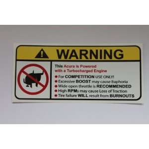  Acura Warning Supercharger, Warning decal, sticker: Home 