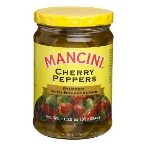 Mancini Cherry Pepper Stuffed with Breadcrumbs, 11.25 Ounce Glass Jars 