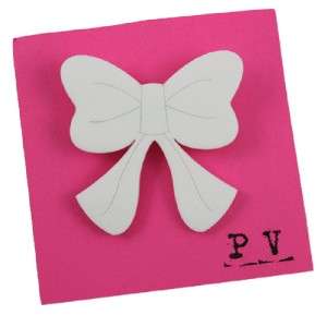 PRETTI VACANT White Laser Cut Etched Bow Pin Brooch DIY  