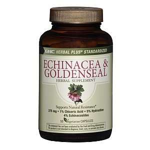 GNC Herbal Plus Echinacea & Goldenseal, Vegetarian Capsules, 50 ea