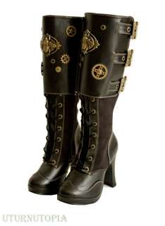Lace Up Cosplay Steampunk Gothic Cyber Gears Boots  