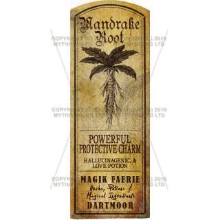 Miniature Mandrake Root Magic Properties Label  