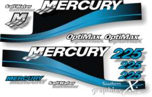Mercury outboard optimax 225hp Blue decals graphics  