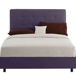  Double Button Tufted Bed in Purple Size California King 