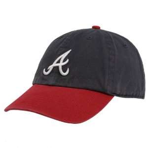 47 Brand Atlanta Braves Navy Blue Red Cleanup Adjustable Hat  
