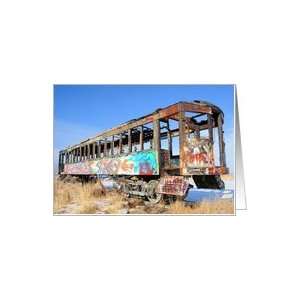  Old Railroad Card Covered with Graffiti at Great Salt Lake 