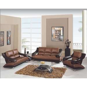 Global Furniture Leather Brown Two Tone Living Room Set GF982:  