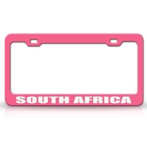 SOUTH AFRICA Country Steel Auto License Plate Frame Tag Holder, Pink 