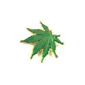  REAL LEAF Japanese Maple Bar Pin Brooch Green Jewelry