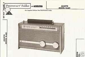 Juliette Model B 601 Radio Photofact 1969  