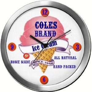  COLES 14 Inch Ice Cream Metal Clock Quartz Movement 