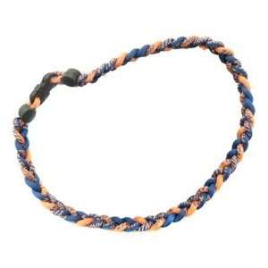  Titanium Ionic Braided Necklace   Navy Blue/Orange: Sports 