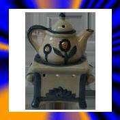 Oil Burner Tea Pot w/ Flowers Essential Oils Aroma Lamp NIB New Age 