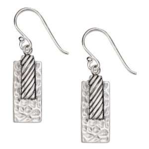   Bar Shape Earrings with Lines and Dimples on Shepherd Hooks Jewelry