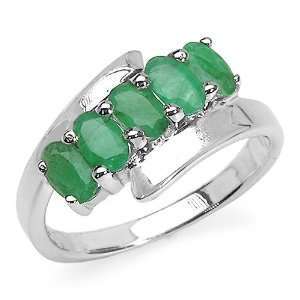  1.35 Carat Genuine Emerald Sterling Silver Ring: Jewelry