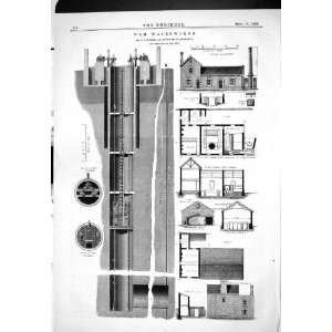 1885 WEM WATERWORKS ENGINEERING STOOKE SHREWSBURY PLAN SECTIONAL VIEW 
