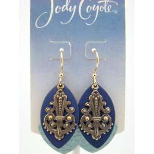  Jody Coyote Twilight Blue and Gold Anchor Earrings 