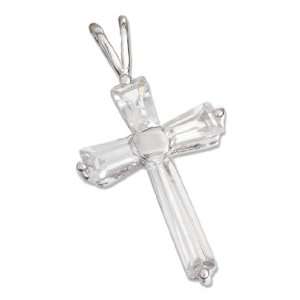   Cubic Zirconia Baguettes with Solid Center Cross Pendant. Jewelry