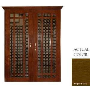   Grid Style Wine Cellar With Cornice   Glass Doors / English Oak