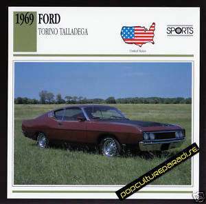 1969 FORD TORINO TALLADEGA Muscle Car PICTURE SPEC CARD  