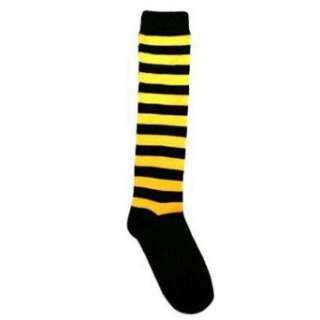  Yellow & Black Striped Knee High Socks: Clothing